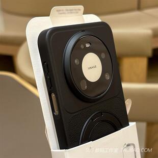 黑色360旋转支架折叠适用vivoX300手机壳X200pro磁吸充电X200s荔枝皮纹17ultra小米17promax全包硬壳防摔男