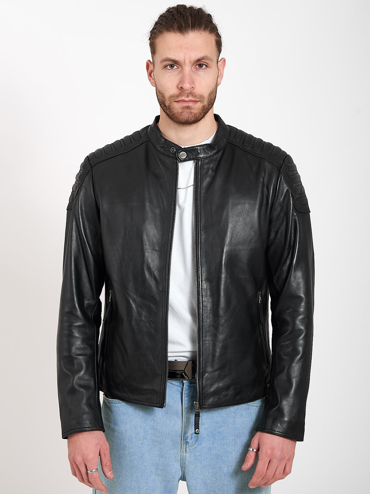 vainas  植鞣皮 头层牛皮真皮皮衣秋冬机车服男装皮衣夹克外套