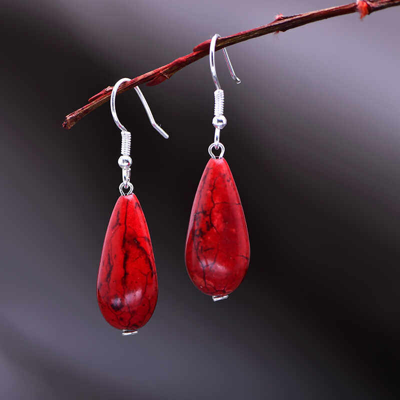 本命年红色仿绿松石纯银耳环随形民族风复古中性耳坠饰品防过敏潮,饰品/流行首饰/时尚饰品新,银饰耳饰,淘宝优惠券,粉丝福利购,淘宝优惠卷