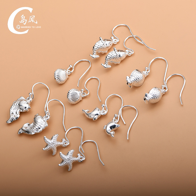 999纯银小款耳环灵动海豚日韩潮