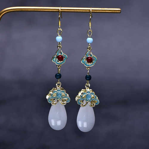 长款显脸瘦国潮复古原创耳坠耳环