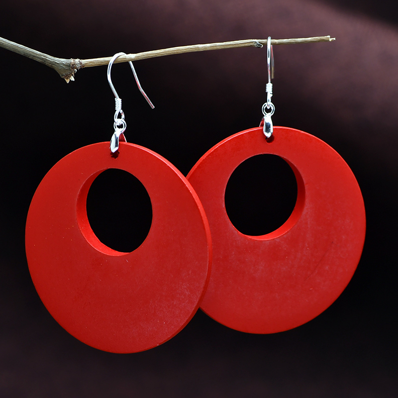 圆形大耳环999纯银防过敏时尚仙