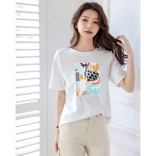 白色重磅纯棉短袖t恤女春夏季2025年新款正肩半袖港式复古上衣女