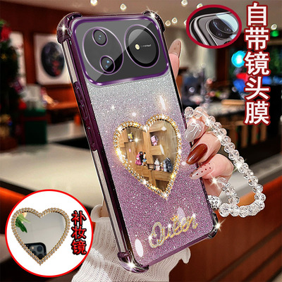 适用于华为nova16手机壳LMA-AN00镶钻爱心镜子pro四角防摔JLE-AN00套镜头全包ultra高级感MRA-AN00奢华风NX9