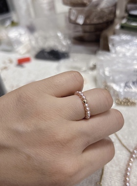 天然淡水珍珠戒指女款2026新款爆款轻奢小众设计感高级食指戒