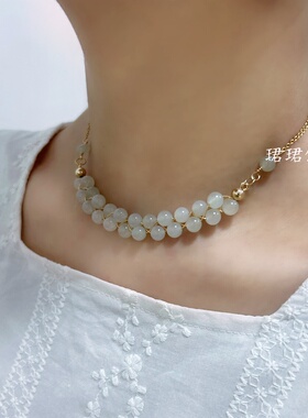 新品遮甲状腺天然和田玉纯银链