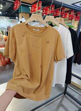 雅可yakoko女T恤莫代尔短袖宽松显瘦正品实体同款2025夏新款25571