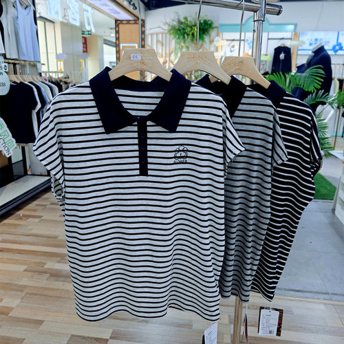 季末清仓雅可夏季女短袖POLO衫条纹衫T恤专柜实体款Y267595高品质