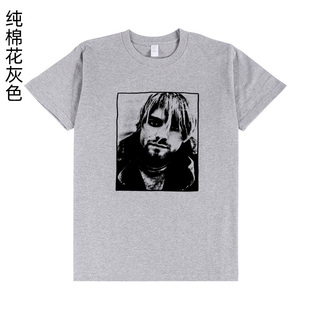kurt cobain grunge rock punk 黑白 印花男女纯棉T体恤衫T shirt