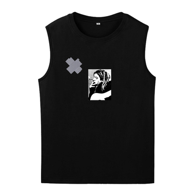 kurt cobain弹吉他涅槃grunge朋克乐队暗黑无袖坎肩背心T shirt