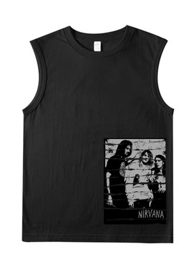 nirvana kurt cobain punk 破坏刀割 朋克乐纯棉无袖坎肩背心T恤