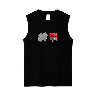 pulp fiction fight club搏击俱乐部胶布贴纸印无袖坎肩背心T shi