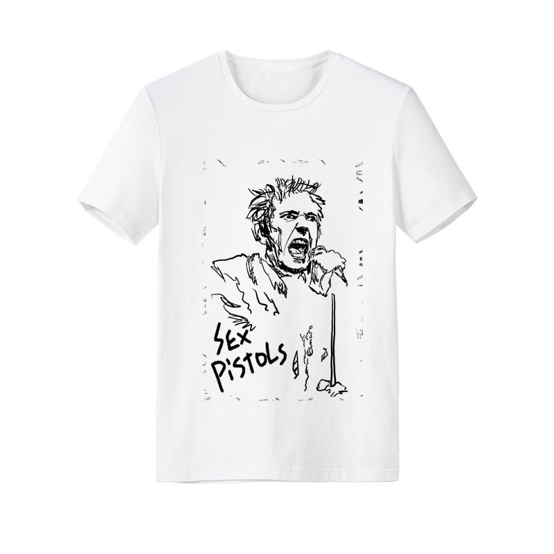 sex pistols性手枪johnny rotten骷髅手绘另类摇滚印花朋克短袖T