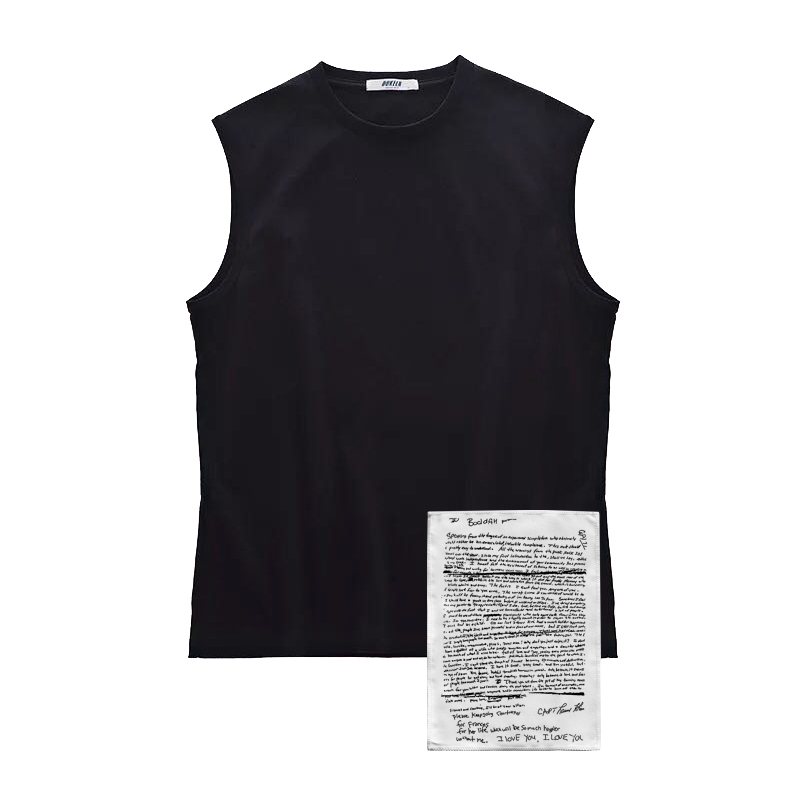 kurt cobain nirvana 叛逆锁边布标印花纯棉无袖圆领坎肩背心T恤