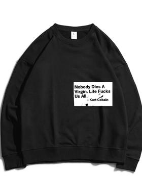 柯本生活教育了我摇滚朋克KurtCobain贴布加绒宽松圆领卫衣外套