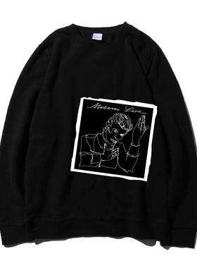 david bowie glam rock大卫鲍威摇滚手绘黑色贴布印花加绒加厚卫