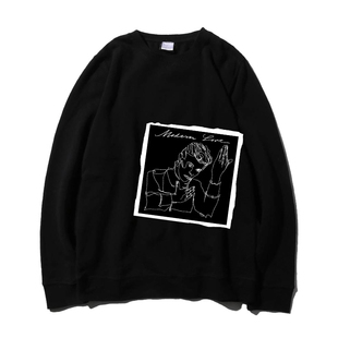 david bowie glam rock大卫鲍威摇滚手绘黑色贴布印花加绒加厚卫