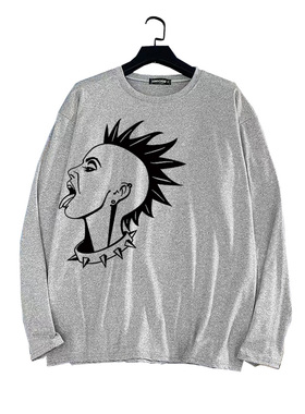 rancid punk 朋克骷髅手绘线条 喷墨印花春秋薄款极柔 长袖T恤