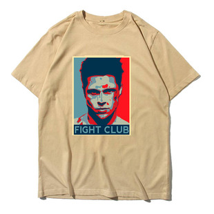 大卫芬奇搏击俱乐部fight club皮特波普风纯棉印花T恤