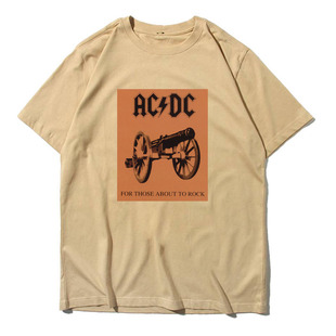 新到货交流直流acdc摇滚乐队印花纯棉T恤多款图案