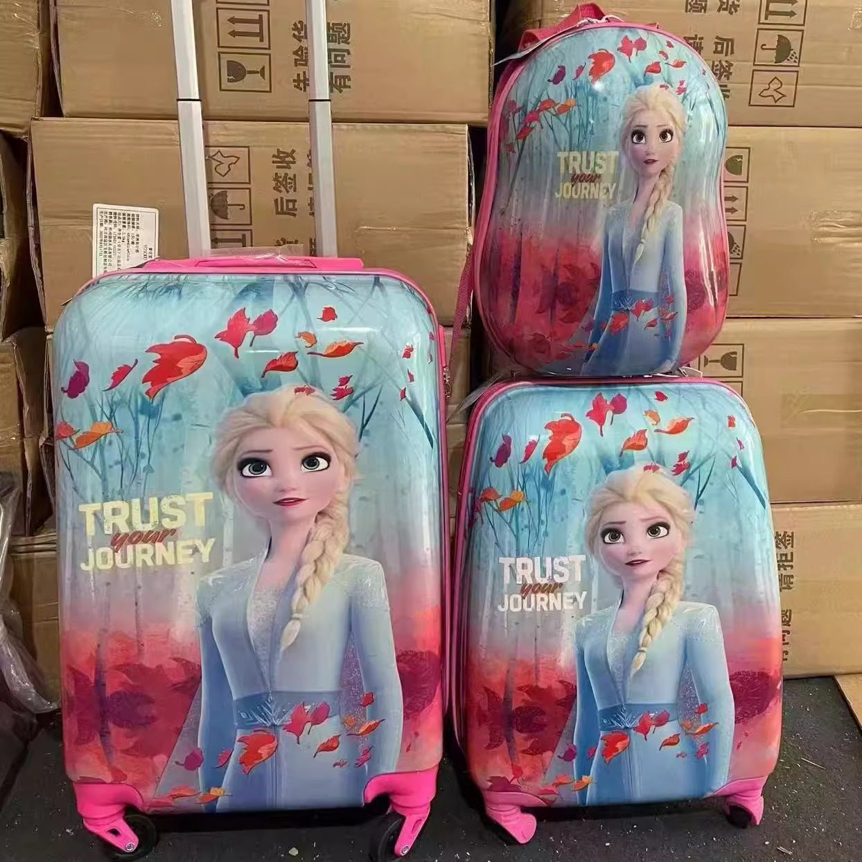 儿童拉杆箱18寸20行李小型学生登机旅行男女孩艾爱莎冰雪奇缘公主