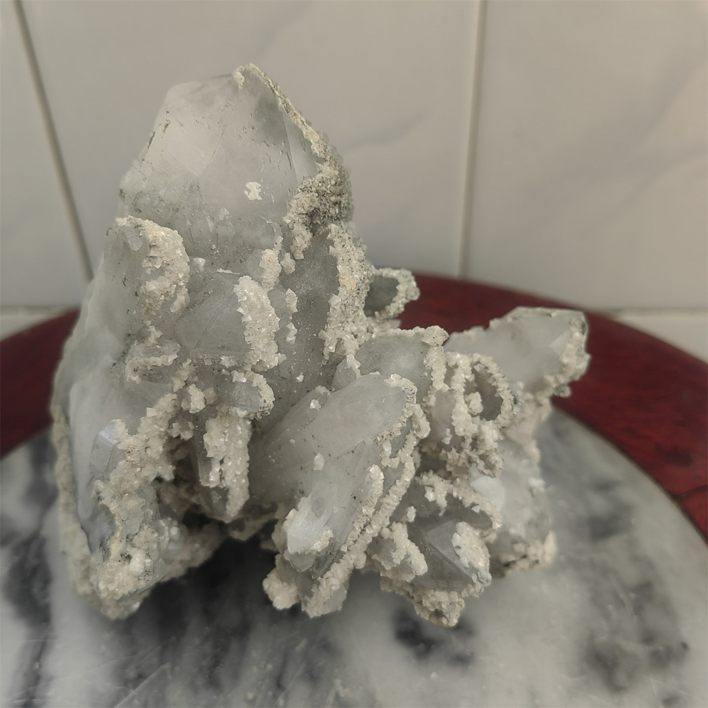 L130天然白水晶原石白云石晶簇晶体矿标矿物晶体摆件收藏