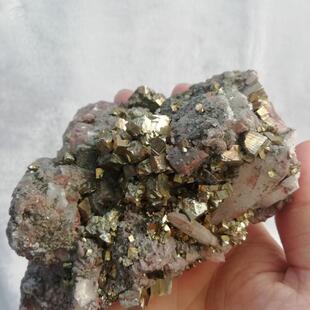 L53水晶 天然黄铁晶体原石石英晶簇 摆件矿石标本石头 大冶冯家山