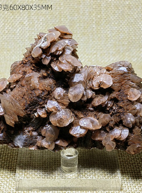 N05红色结晶方解石矿物晶 晶簇矿标摆件观赏石Calcite