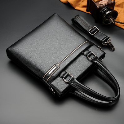 男士公文包男款休闲商务手提包男款竖款单肩包软皮斜挎背包文件包