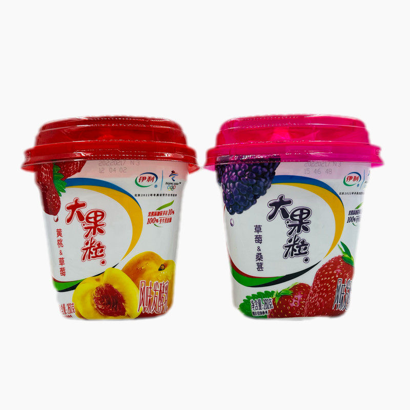 伊利大果粒酸奶黄桃桑葚味果粒风味发酵乳260g4/6杯保温箱发货