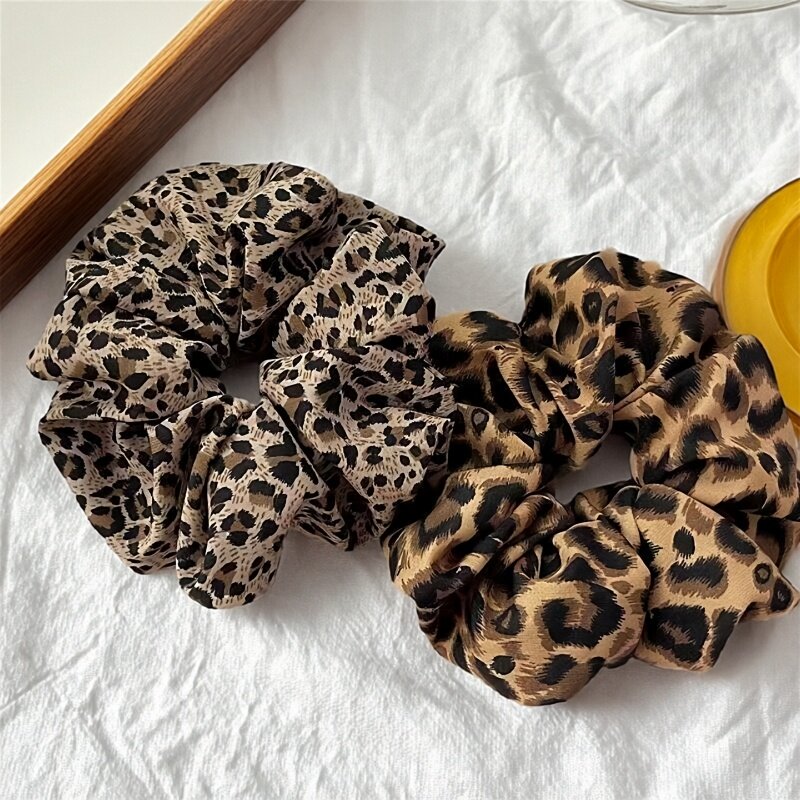 韩系复古气质辣妹豹纹大肠发圈优雅高弹力扎马尾头圈扎头大肠发圈