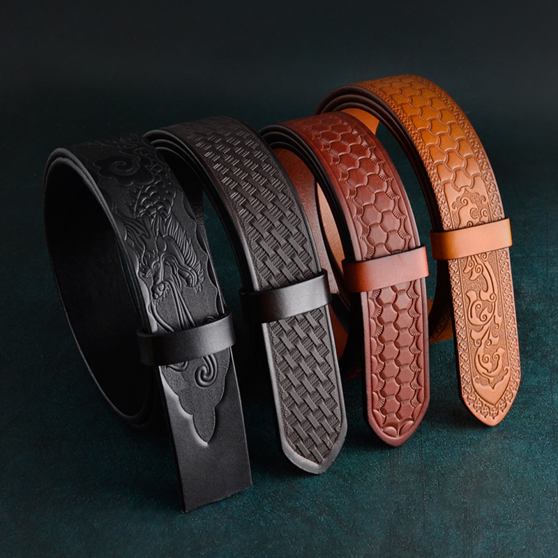 青年高档纯牛皮不带头休闲皮带男