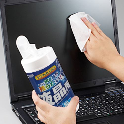 日本SANWA山业液晶屏键盘鼠标清洁纸巾 笔记本电脑台式机电视苹果显示器擦屏湿巾 80抽数码相机单反摄影机