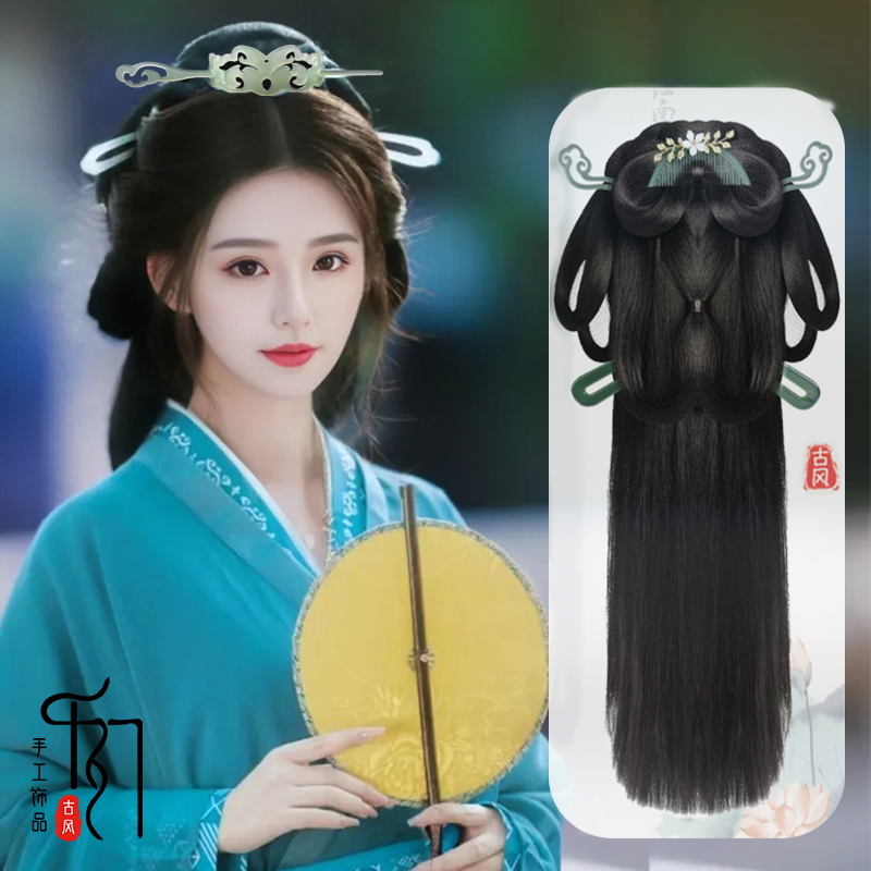 古风假发一体式后脑勺垫发包