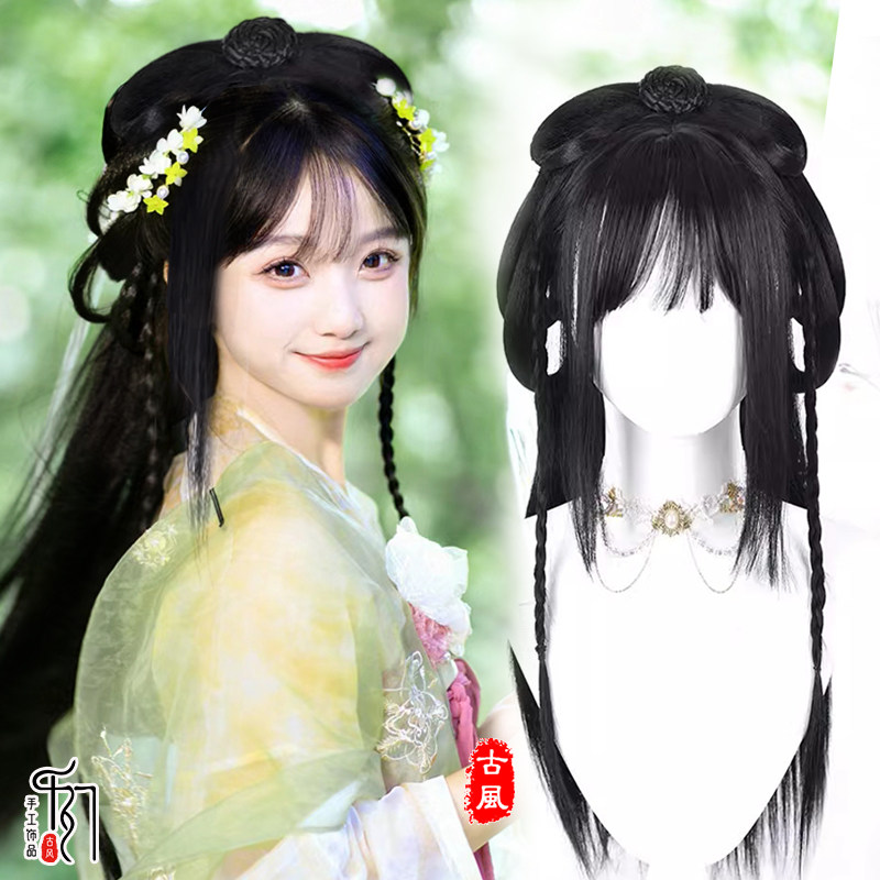 汉服头饰假发一体式成品造型古装语嫣全头套古风舞台演出专用头套图片