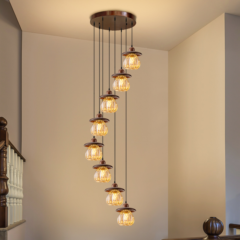 中古风楼梯吊灯loft复式法式复古客厅大吊灯楼梯间别墅挑空楼梯灯