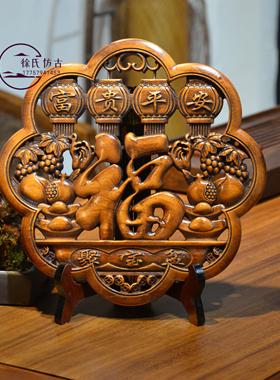 东阳木雕香樟木摆件新中式茶座