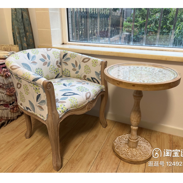 美欧式实木单人沙发椅简约洽谈椅复古实木阳台椅子小户型老虎椅