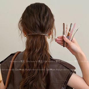 简约醋酸一字发夹女高级感2025新款 韩系百搭弹簧夹侧边夹发卡发饰