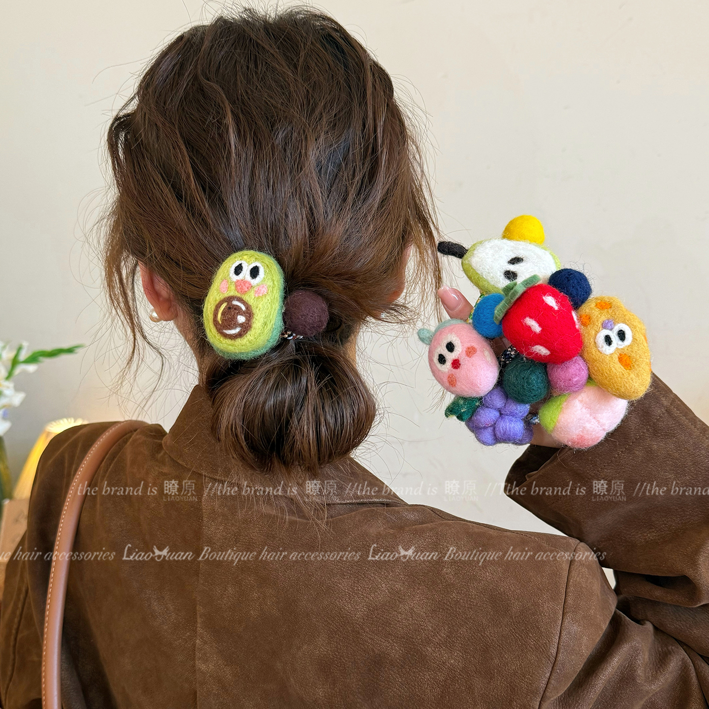 可爱卡通精致毛毡发圈