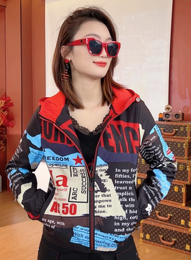 柯米儿KM80017运动休闲印花短外套夹克