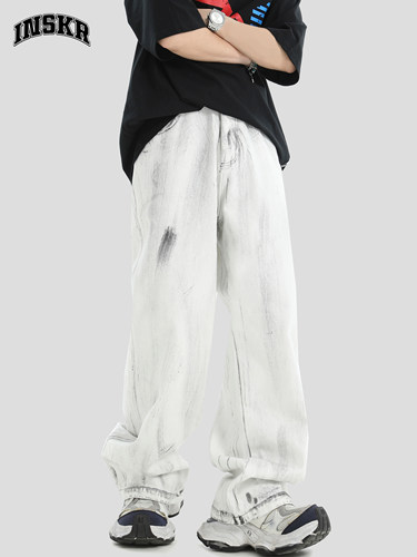 【INSKR】做旧喷脏战损牛仔裤