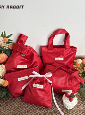 MAYRABBIT 新款红色喜庆五件套结婚伴手礼手提包便携礼品袋手腕包