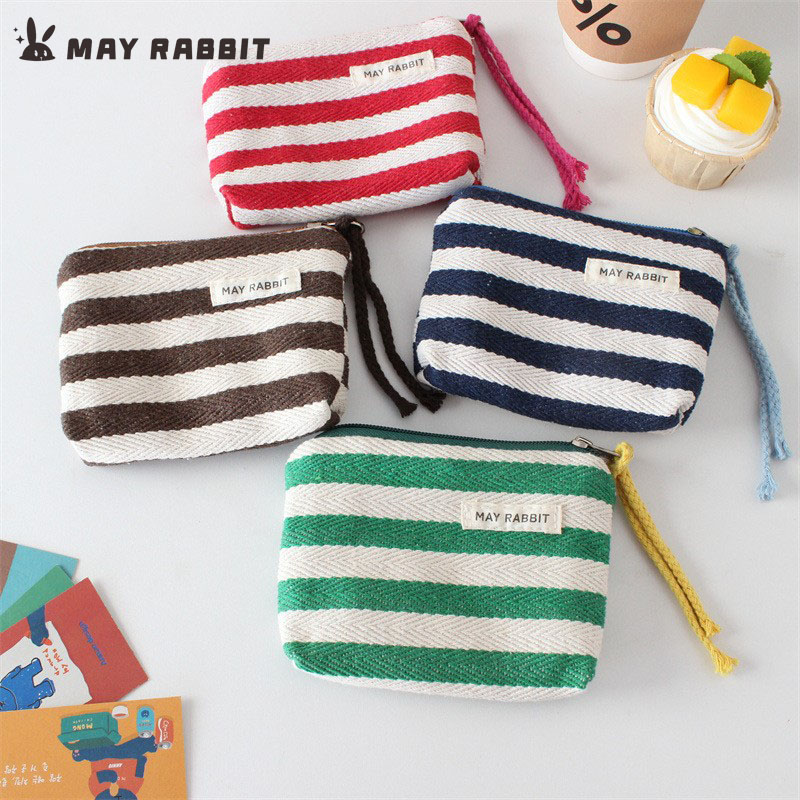 MAYRABBIT简约条纹布艺零钱包