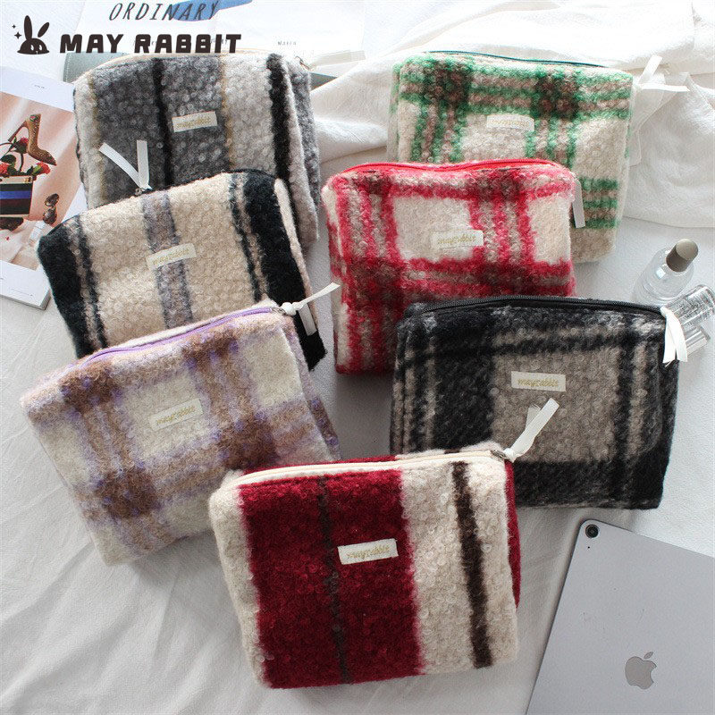 MAYRABBIT 韩系毛绒复古撞色手拿包高级质感收纳包便携化妆包布包,箱包皮具/热销女包/男包,手拿包,淘宝优惠券,粉丝福利购,淘宝优惠卷