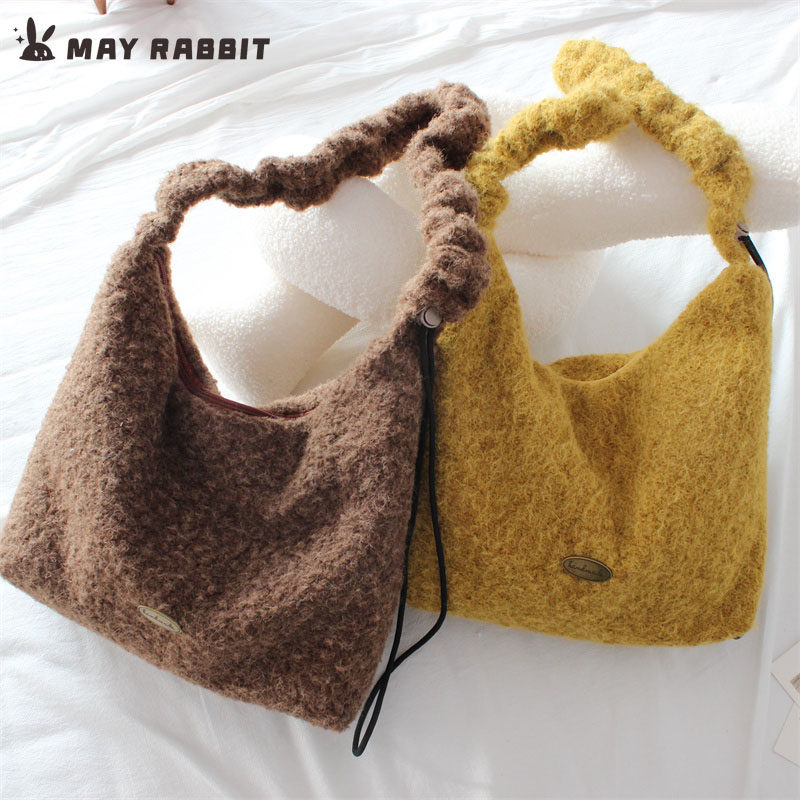 MAYRABBIT 新款秋冬毛绒斜挎包小众抽绳肩带单肩包大容量托特包包,箱包皮具/热销女包/男包,托特包,淘宝优惠券,粉丝福利购,淘宝优惠卷