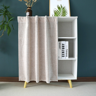 加厚柜子遮挡帘免打孔滑轨杂物防尘帘软隔断挂帘素色遮丑纱帘门帘