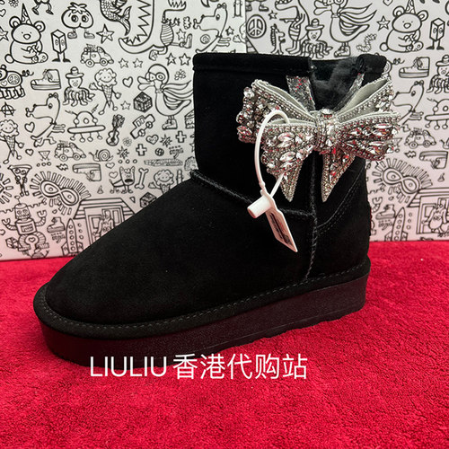 真皮内增高7.5CM蝴蝶结雪地靴