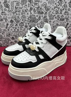 【隐形内增高9CM]24年头层牛皮厚底内增高百搭休闲女鞋YF246ACDA