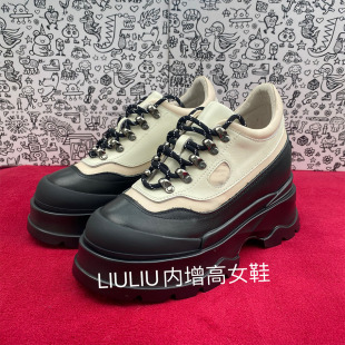 真皮登山扣厚底隐形内增高10cm休闲女鞋 YF615KTA1 新款 2025年秋季